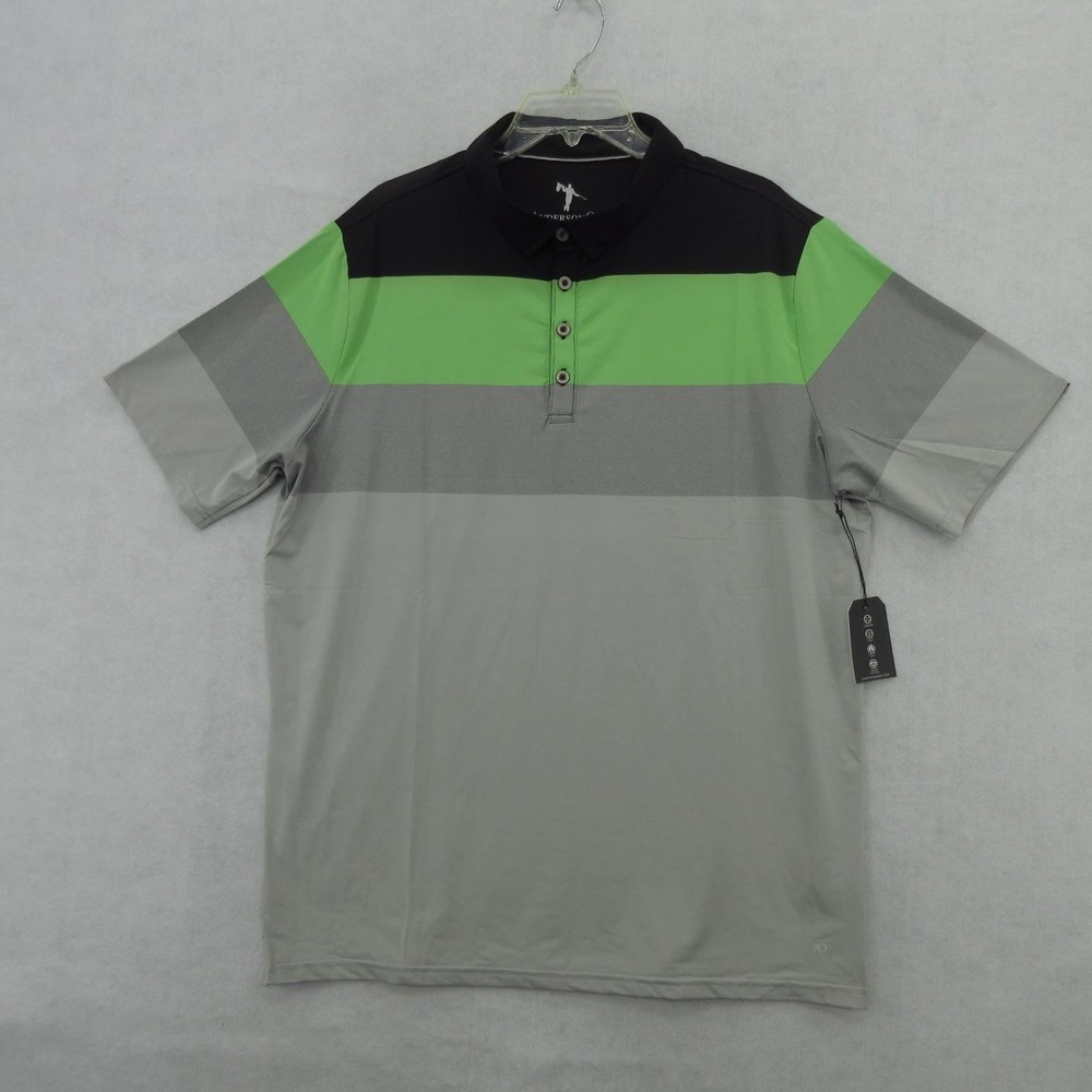 AndersonOrd Polo Shirt Mens XL Green Gray  Performance Golf UPF 40 Stretch New